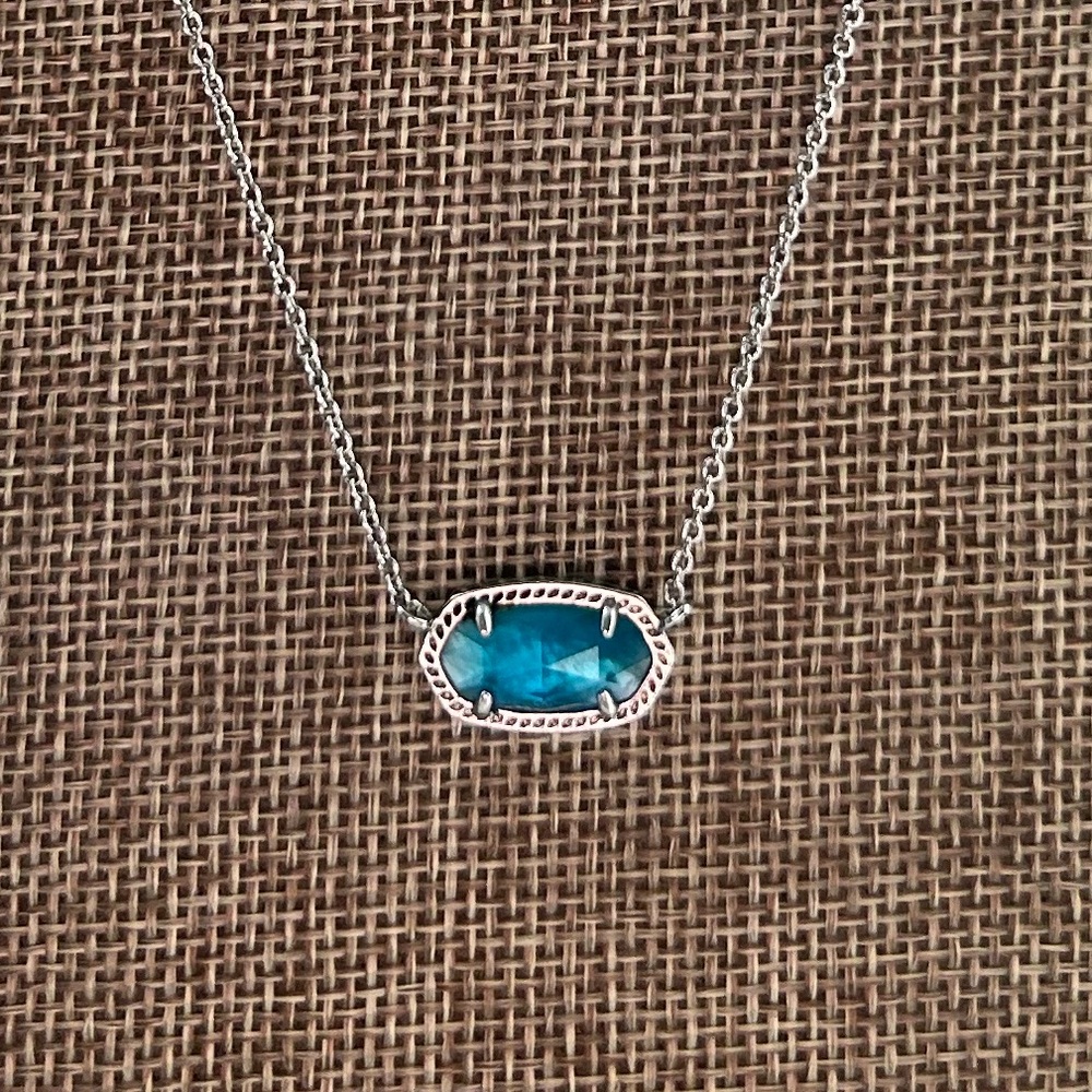 Elisa Silver Pendant Necklace in London Blue Glass